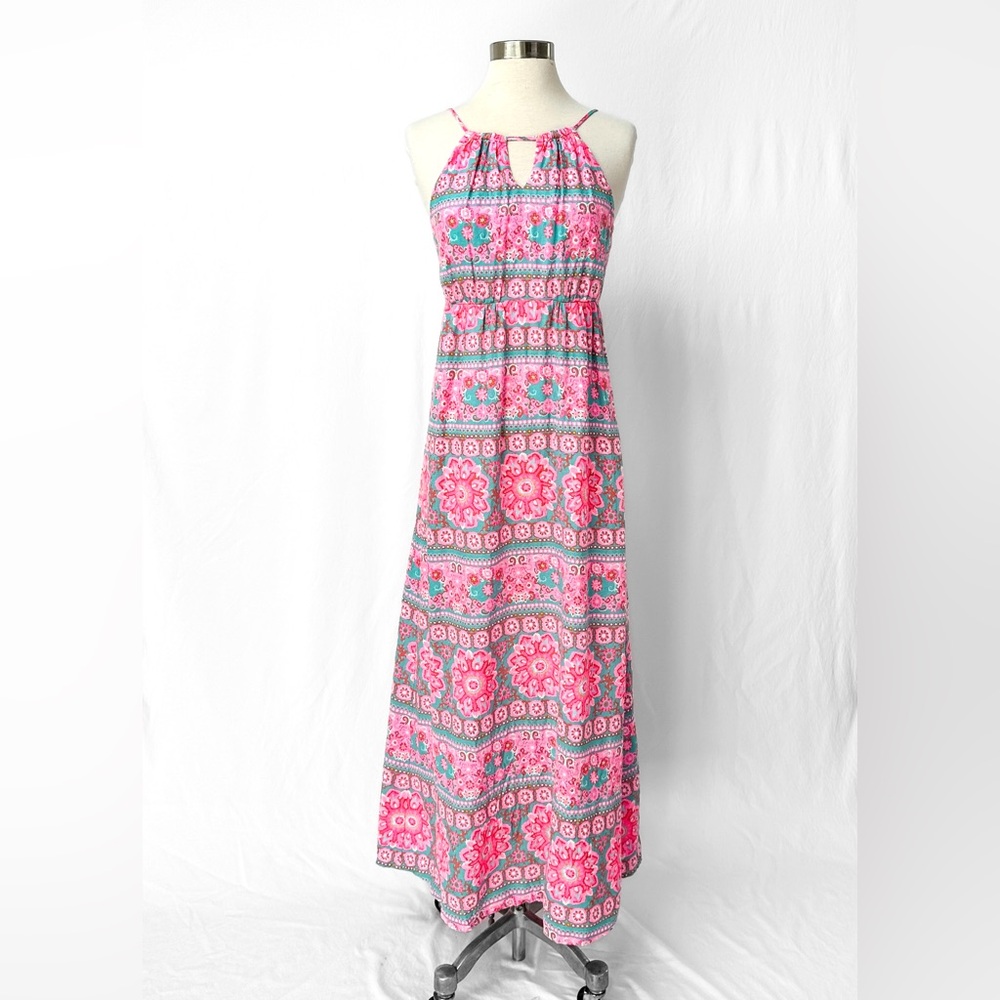 Vineyard Vines Bright Pink Turquoise Maxi Dress in Caribbean Floral size 0 or XS - Picture 8 of 8